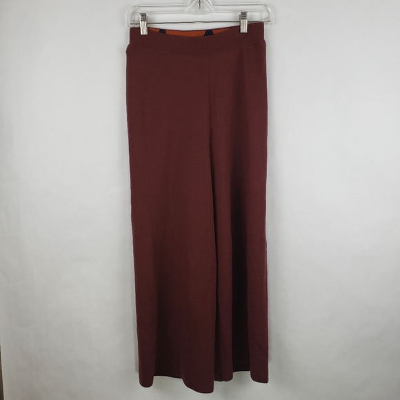 Marimekko Uniqlo wool blend heavy culottes wide leg pants high rise rust copper - Picture 3 of 9
